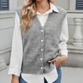 thumbnail image 2 of UAMVSH Sweater Vests for Women Casual V Neck Button down Sleeveless Knitted Cardigan Jackets Soft Lightweight Fall Tank Tops(X-Large,Gray), 2 of 7