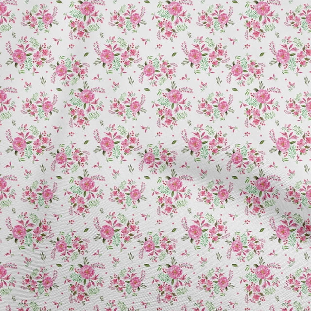 oneOone Rayon White Fabric Floral Craft Projects Decor Fabric Printed By The Yard 56 Inch Wide