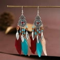 thumbnail image 6 of K-KED Women's Bohemian Feather Earrings S925 Silver Hook Vintage Tassel Earrings-#2052 Light Multicolour, 6 of 9