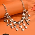 thumbnail image 5 of Gothic Silvery Skull Tassel Necklace - Perfect For Halloween & Parties, Alloy Fashion Accessory For Women, 5 of 5