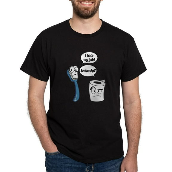 CafePress - I Hate My Job Seriously? Funny Sayings T Shirt - Men's Classic Graphic Cotton T-Shirt