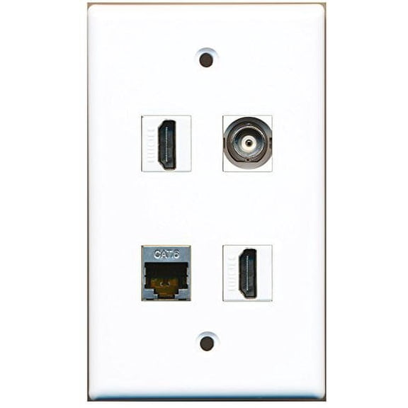 RiteAV - 2 Port HDMI 1 Port Shielded Cat6 Ethernet 1 Port BNC Wall Plate