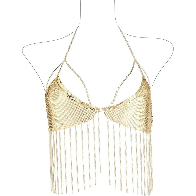 Gold Body Chain Jewelry For Women - Beach Costume Bling Rhinestone