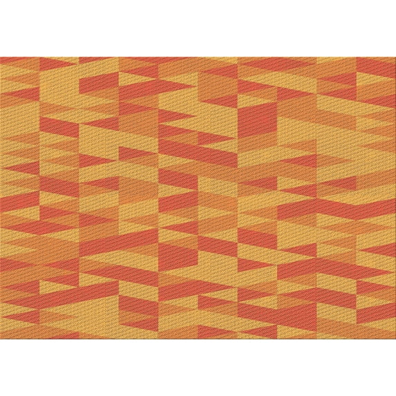 Ahgly Company Indoor Rectangle Patterned Orange Red Orange Area Rugs, 5' x 7'