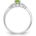 thumbnail image 2 of Solid 14k White Gold Peridot and Diamond Ring - Ring Size 7.0-2.2gm, 2 of 8