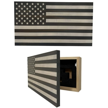 Bellewood Designs American Flag Decorative Secure Wall-Mounted Gun Cabinet (Gray White)