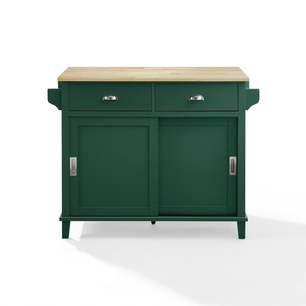 Crosley Furniture Cora Drop Leaf Traditional Wood Kitchen Island in Emerald