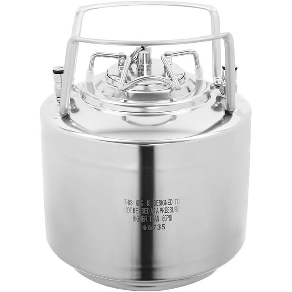 1.6 Gallon Mini Ball Lock Keg,304 Stainless Steel Beer Brewing Keg Double Ball Lock Post Corny Keg w/Quick Connect & Disconnect, Mini Beer Barrel Home Brewing Keg for for Brewing Beer