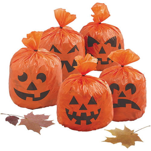 6 Pcs Halloween Pumpkin Pattern Leaf Bags Lawn Bags Giant Plastic Halloween