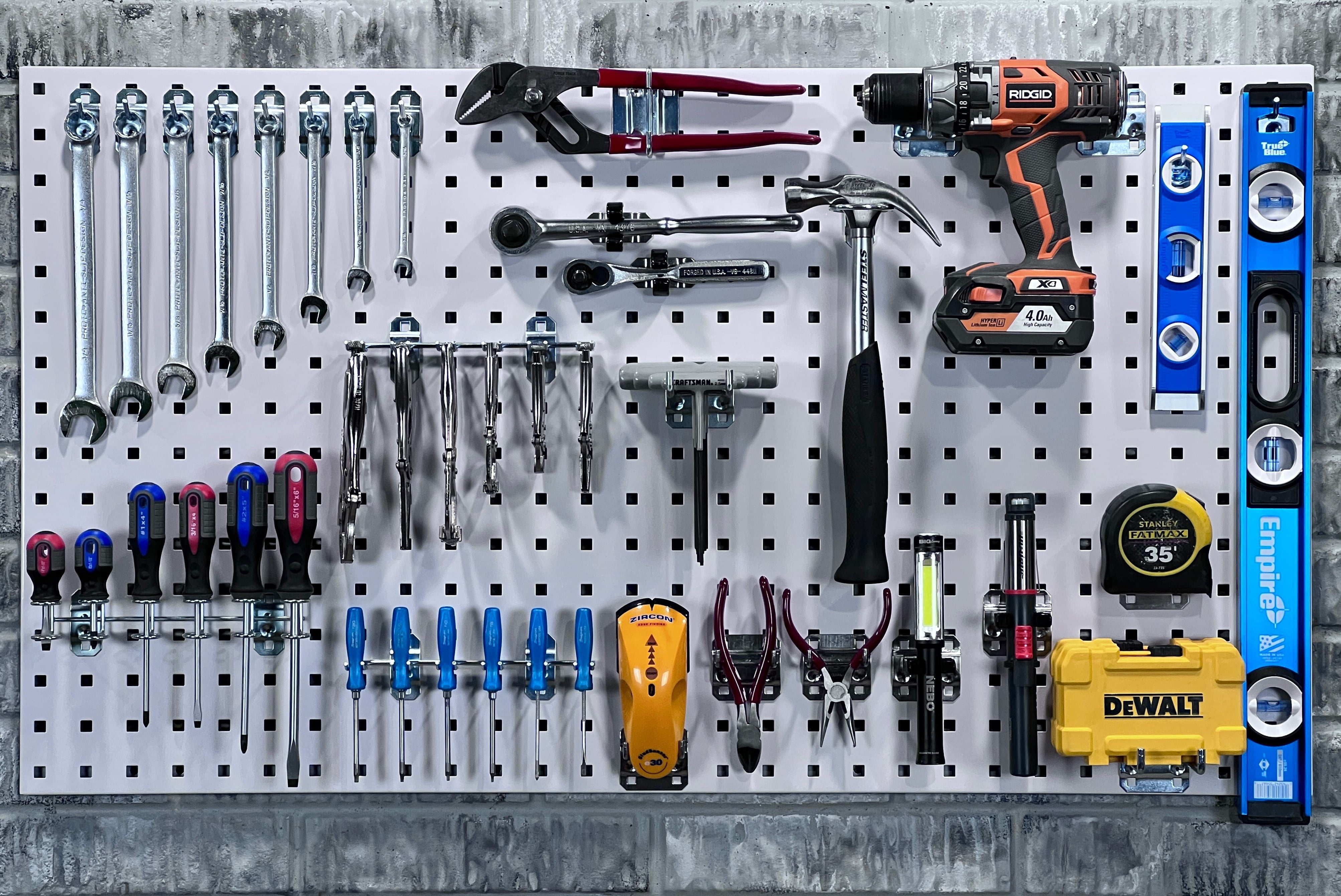 Triton Products LB2-W (2) White Epoxy 18-Gauge Steel Square Hole Pegboards with mounting hardware