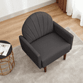 thumbnail image 2 of Jopath Accent Chair, Shell-Shaped Armchair with Pu Leather Upholstery and Wooden Legs for Living Rooms Balconies Children'S Rooms and Studies Dark Brown, 2 of 4