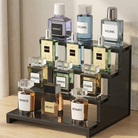 Norcho 9-Inch Cologne Organizer for Men, 4-Tier Large Perfume Stand, Tool-Free Assembly Display Shelf for Fragrance, Aftershave, Skincare, and Makeup, 1-Pack