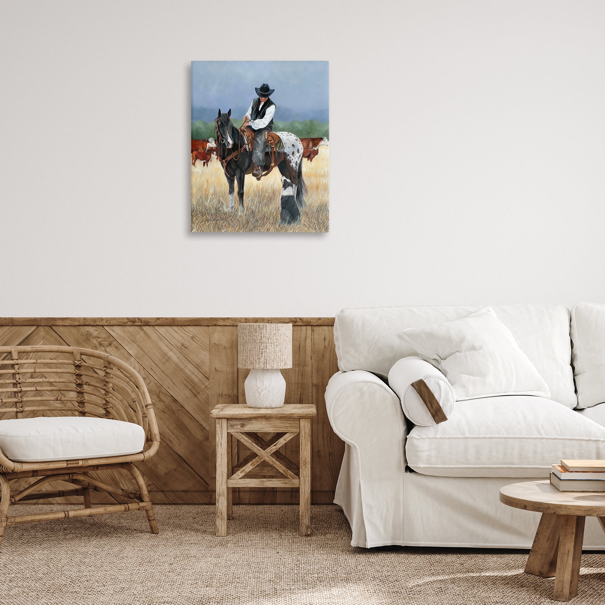 Stupell Industries Cowboy & Dog Animals & Insects Painting Gallery Wrapped Canvas Art Print Wall Art, 24 x 30