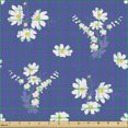 thumbnail image 2 of Ambesonne Floral Fabric by the Yard Upholstery, Simplistic Daisy Flowers, 10 Yards, Mustard Ceil Blue, 2 of 5