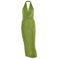 thumbnail image 3 of Vestido halter para mujer Vestido largo con cuello en V profundo Sin mangas Slim Fit Clubwear Ropa FLhrweasw Nuevo, 3 of 9