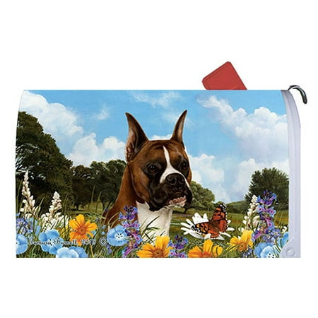 Boxer Fawn Cropped - Best of Breed Summer Flowers Dog Breed Mail Box