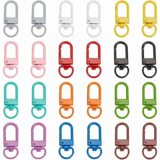 24 piezas de 12 colores con cierres de mosquetón metálicos giratorios, ganchos de gatillo para llaveros, bolsos, bisutería y manualidades.