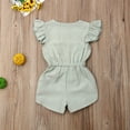 thumbnail image 2 of Seyurigaoka Girl's Solid Color Jumpsuit Ruffle Sleeve Button Down Bow Romper, 2 of 4
