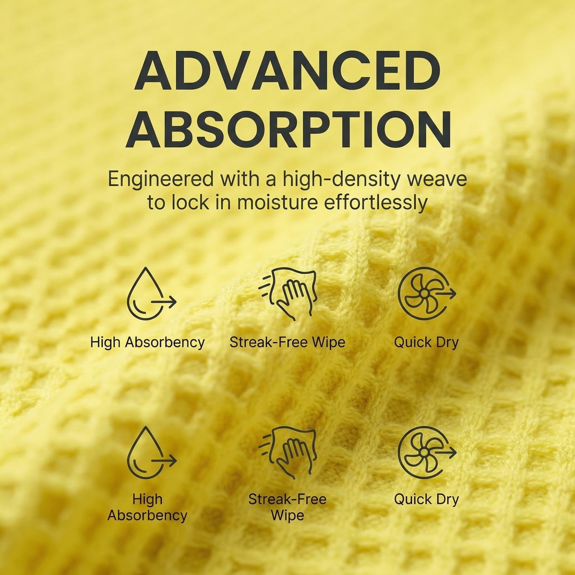 Unique Bargains 100% Pure Cotton Soft Absorbent 4 Pack Kitchen Towels Yellow 25" x 15"