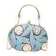 thumbnail image 3 of Bolso de mano para mujer, bolso de hombro, bordado floral, elegante, estilo vintage. Azul, 3 of 9