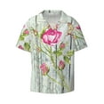 thumbnail image 2 of Lsque Vintage Wood Background with Floral print Men's Cuban Collar Short Sleeve Shirt Summer Beachwear Casual Button Down Fashionable Vacation Leisure Shirt-3X-Large, 2 of 7