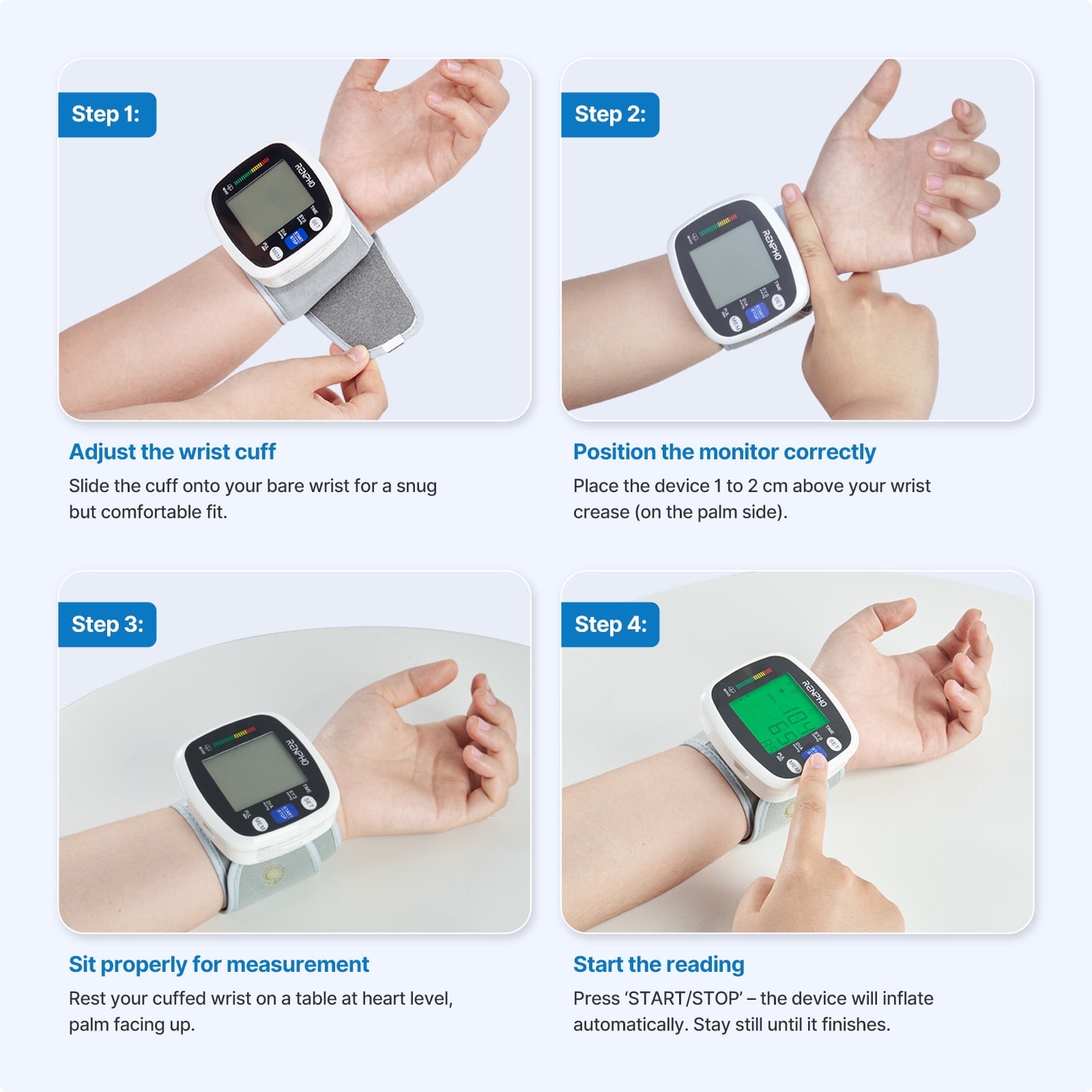 RENPHO Wrist Blood Pressure Monitor with LCD Display photo 8