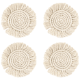 thumbnail image 1 of Posavasos absorbentes beige Juego de posavasos para protección de mesa de madera Tejido a mano Inauguración de la casa, 1 of 5