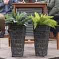 thumbnail image 2 of Sunnydaze Hyacinth Outdoor Poly-Wicker Tall Planters - 2pk - 11" - Fog, 2 of 6