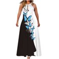 thumbnail image 2 of SMihono Robe d'Été Grande Taille pour Femmes 2023 Mode d'Été Imprimée Col Rond Sans Manches Robe à Épaules Dénudées, 2 of 5