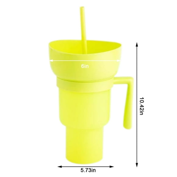 Cup with Straw,Small Snack Drink Cup with Handle, Straw Cup with Handle, 2-In-1 Snack Drink Cup with Handle, 33Ounce , Suitable for Cinemas/Stadiums/Outdoor Yard Swimming Poo