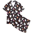 thumbnail image 4 of MEZZALL Girls Halloween Print Pajamas Sets Soft Satin Sleepwear Comfortable Short Sleeve Lapel Button Down Tops & Shorts Cute Party Night For Kids Fashionable Nightwear, 4 of 4