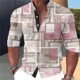 thumbnail image 1 of Camisa de manga larga con cuello alto y botones para hombre , camisa con estampado de hojas verdes, informal, suave y cómoda, para hombre, talla grande, 1 of 6