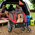 thumbnail image 2 of Demi Bonn 53" Dog Trailer for Bicycles, Dog Bike Trailer for Dogs with 3 Entrances for Travel, Quick Set-up and Fold Down, Red, 2 of 9