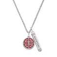 thumbnail image 1 of Delight Jewelry Silvertone Red Chinese Blessing Silvertone Guardian Angel Bar Charm Necklace, 23", 1 of 4