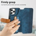 thumbnail image 2 of Dteck for iPhone 16 Pro Wallet Case with RFID Blocking Credit Card Holder,Wristband Strap Kickstand PU Leather Flip Shockproof Cover Women Men for iPhone 16 Pro Case,Blue, 2 of 8
