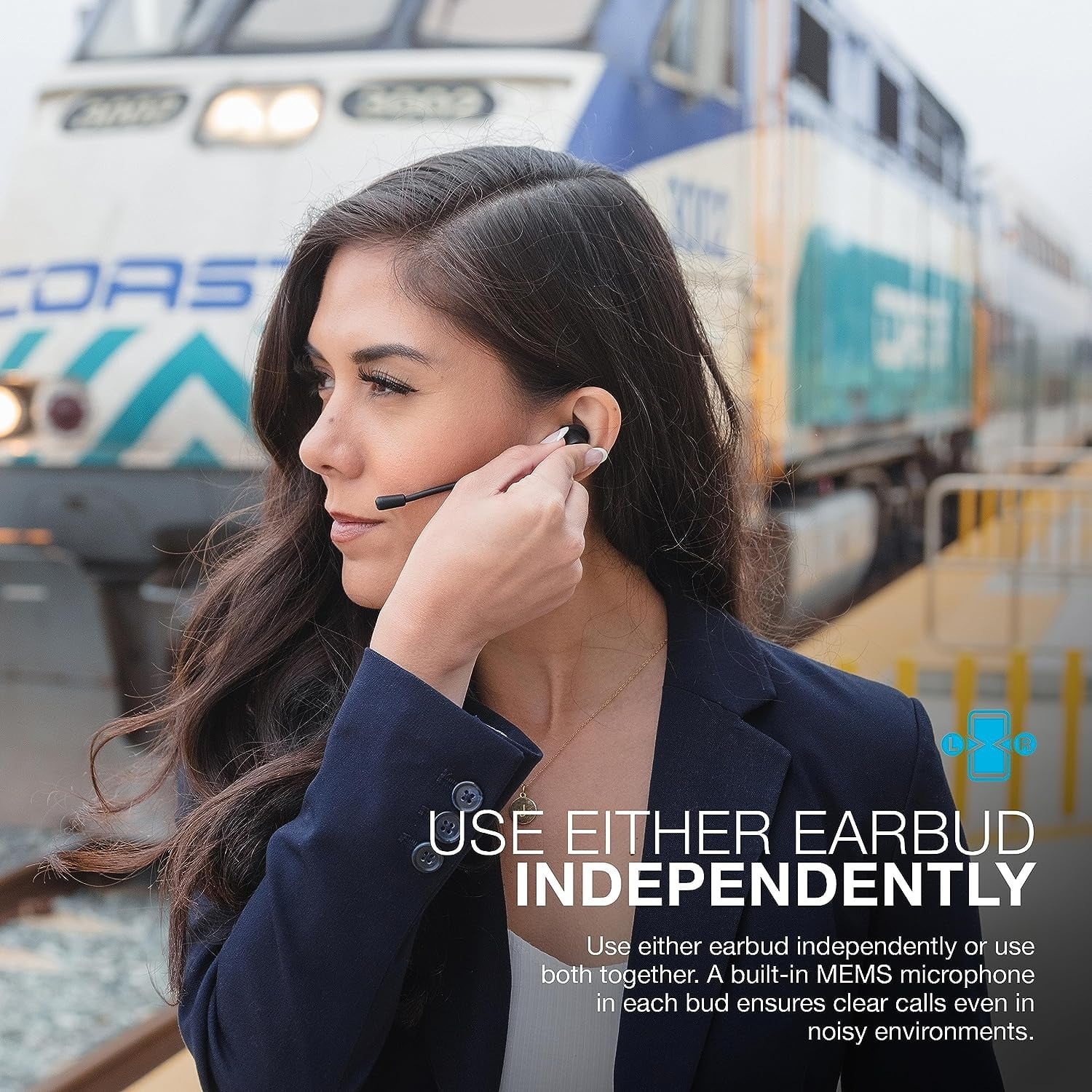JLab Work Buds True Wireless Headset, Black, Detachable Boom Mic, 55+ Hr Playtime, Multipoint