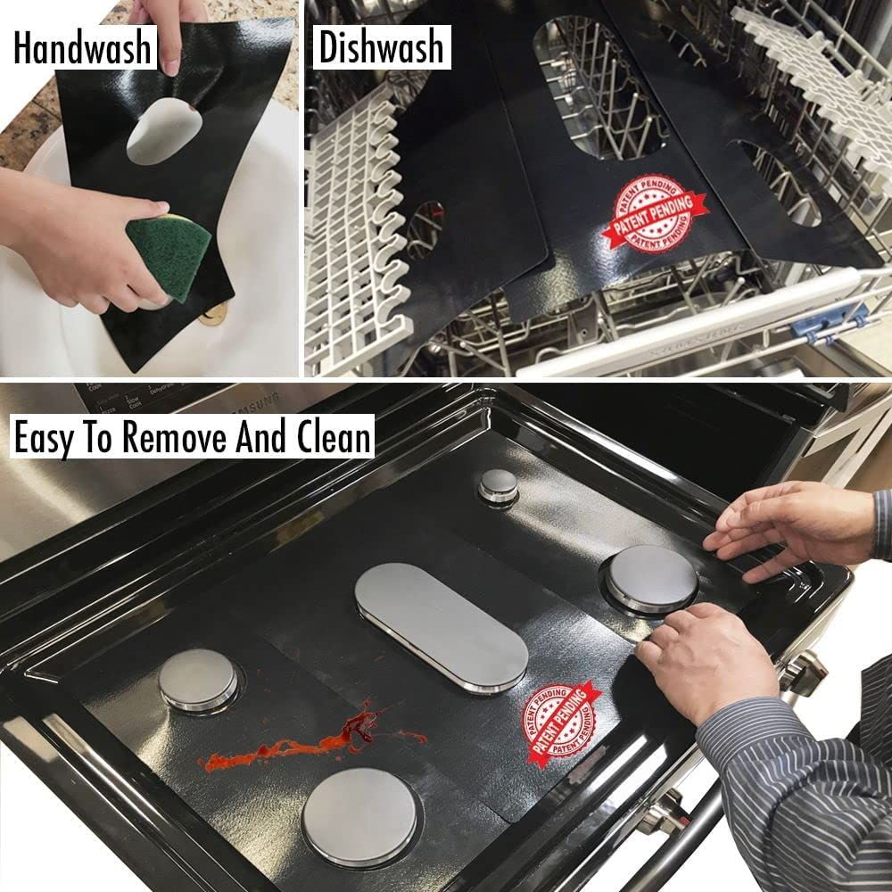 Premium Plus Stove Protectors for Bosch Gas Cooktop Model NGM8048UC, Custom Cut, Easy to Clean Stove Liner, Made in the USA.