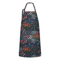 Pioneer Flower Floral Print Pattern Apron-Garden Aprons for Women with Pockets-Cotton Linen Waterproof Kitchen Cooking Gardening Aprons Adjustable for Kitchen,Cooking,BBQ and Salon 33x27 Inch