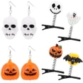 thumbnail image 1 of 2 Pairs Halloween LED Earrings Creative Light up Drop Earrings with 4 Hair Clips, 1 of 10