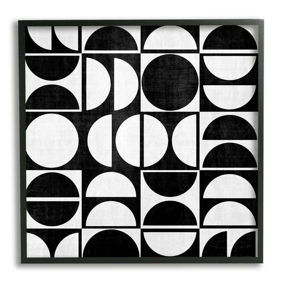 Stupell Industries Black & White Arch Pattern Abstract Painting Black Framed Art Print Wall Art, 12 x 12