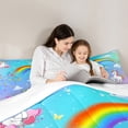 thumbnail image 5 of Homewish Cute Unicorn Animal Bedding Comforter Set for Kids, Kawaii Cartoon Butterfly Twin Comforter Sets, Glitter Rainbow Bedding Set, Super Cozy Room Decor, 2-Piece, 5 of 8