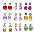 thumbnail image 2 of Pendientes colgantes geométricos con forma de gota de agua y cristales redondos con colgante de diamantes de imitación, 51094-MT, 2 of 5