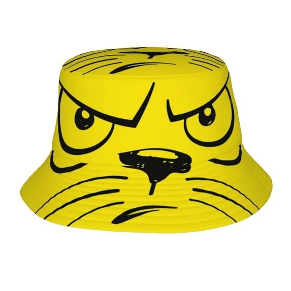 ZICANCN Bucket Hat -Cartoon Cat Face Unisex Print Double-Side-Wear Bucket Hat for Fishing Beach Outdoor