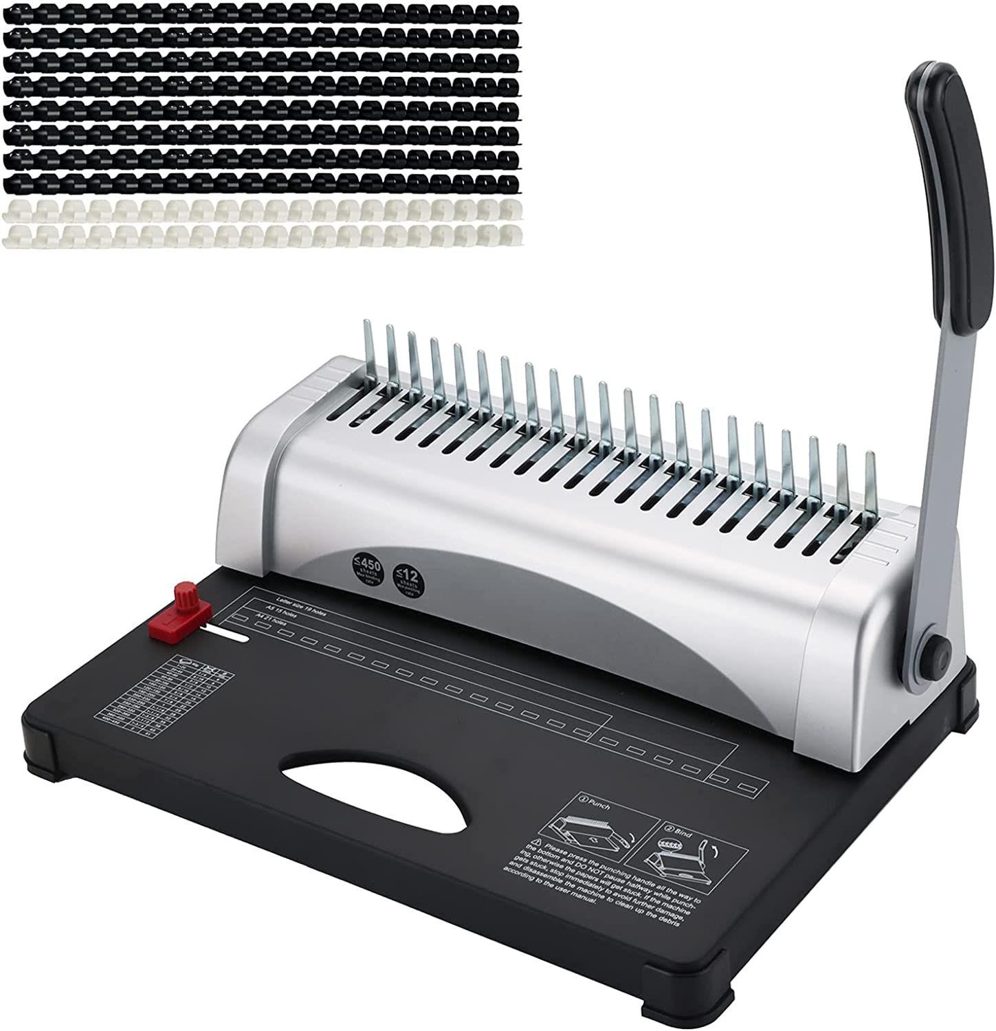 Buy FSXUOLIPI Comb Binding Machine, 21Holes, 450 Sheets, Paper Punch