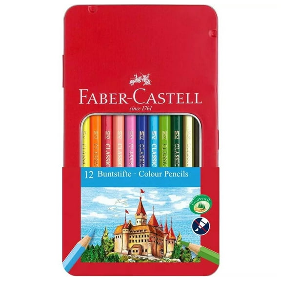 Faber-Castell 115801 Classic Colour Hexagonal Pencils, Tin of 12