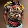 thumbnail image 2 of Psychedelic Pig Head Colorful Men Zipper T-shirt Summer Casual Short Sleeve T-shirt Top, 2 of 7