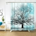 thumbnail image 4 of Turquoise Tree Silhouette Shower Curtain - 72x72inch Waterproof Fabric Modern Bathroom Decor Unique Tree Print Includes Hooks, 4 of 6