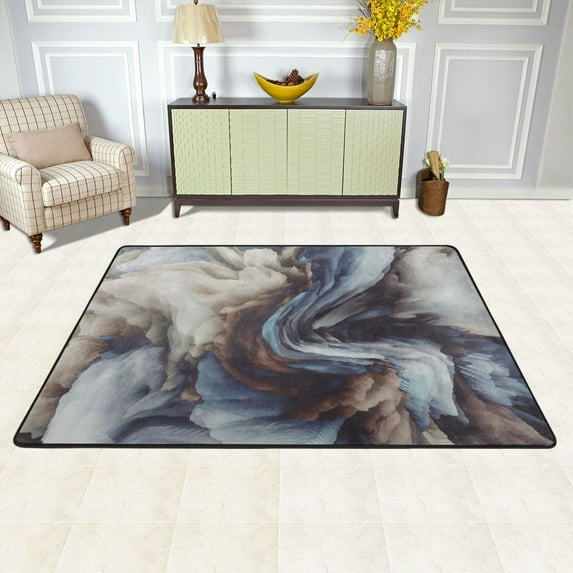 XMXY Blue Rose Oil Painting Area Rugs Doormat Outdoor Entrance , Facecloth Non-slip Floor Mat Rug for Living Room Kitchen Sink Area Indoor 72"x48"