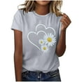 thumbnail image 4 of Pisexur Hauts pour Femmes T-Shirt Graphique de la Saint-Valentin - Col Rond Manches Courtes Imprimé Gris,G, 4 of 5