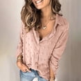 thumbnail image 3 of Camisas con cuello en V y botones para mujer, camisas de manga larga con solapa suave, holgadas, informales, elegantes, para oficina, citas, trabajo, compras, 3 of 5